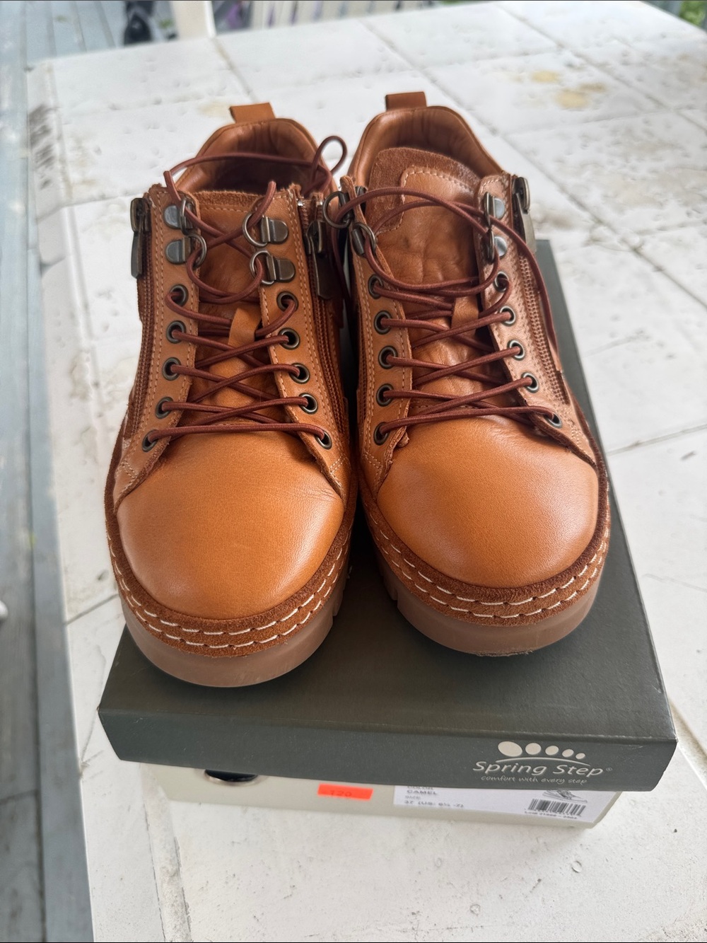 Spring Step women light brown Leather Chukka Boots with Side Zips